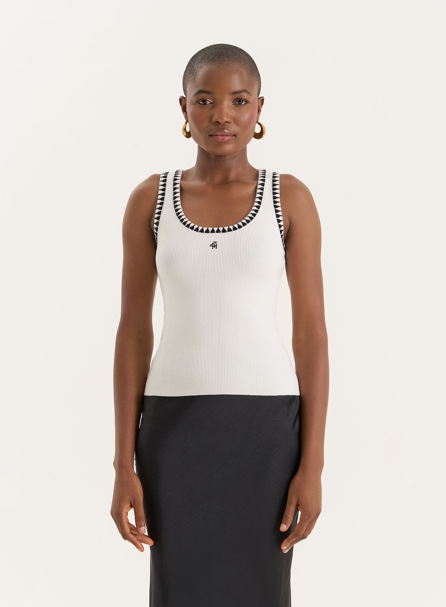 Cream Knitted Contrast Stitch Vest Top